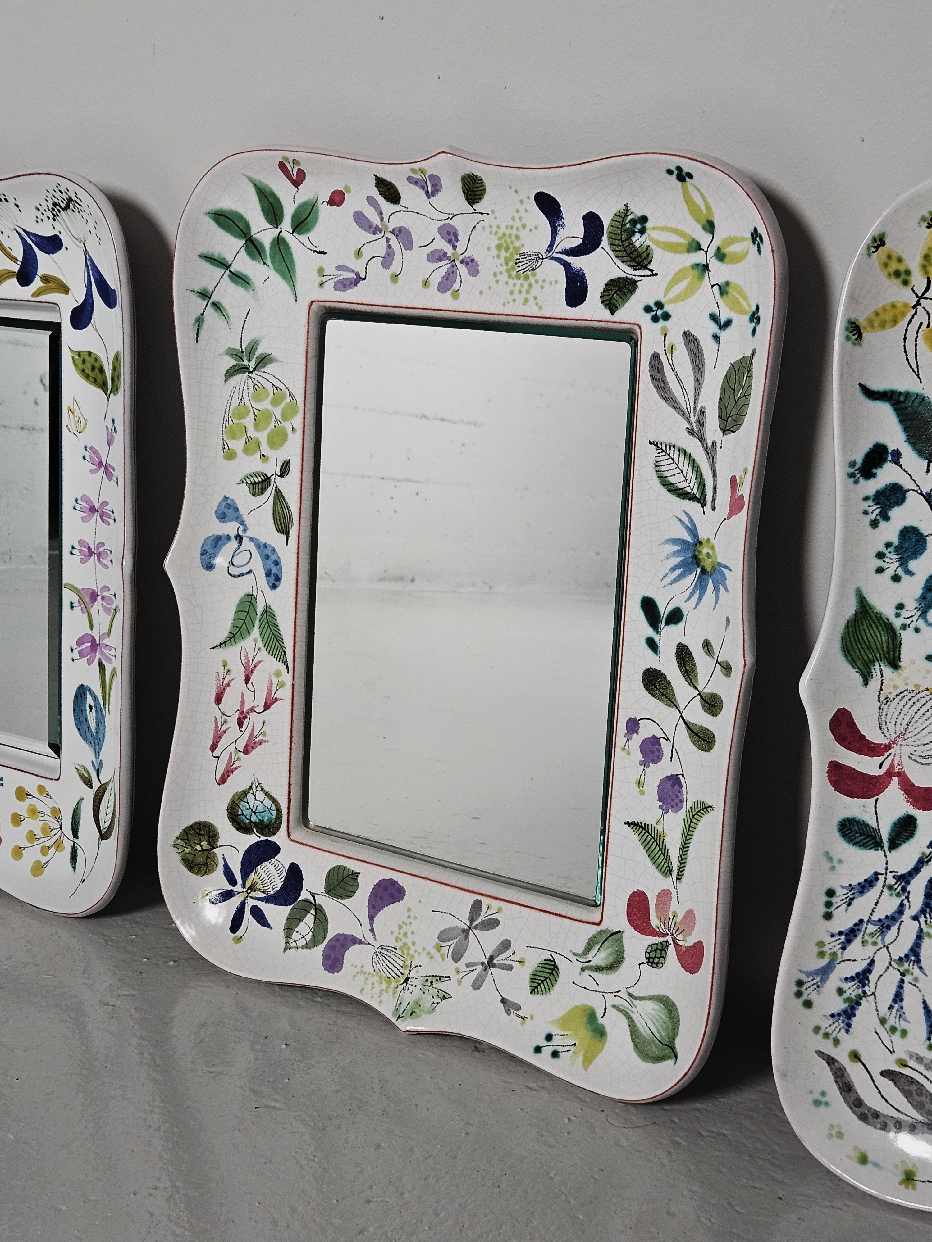 Swedish Faience mirrors by Stig Lindberg, Gustavsberg, Sweden, 1940s For Sale