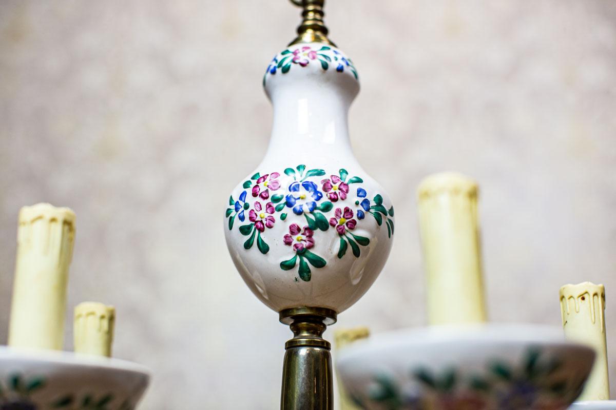 European Faience Pendant Lamp from the 1960s in Colorful Patterns For Sale