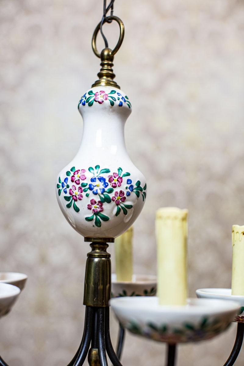 Lampe  suspension en faence des annes 1960  motifs colors Bon état - En vente à Opole, PL