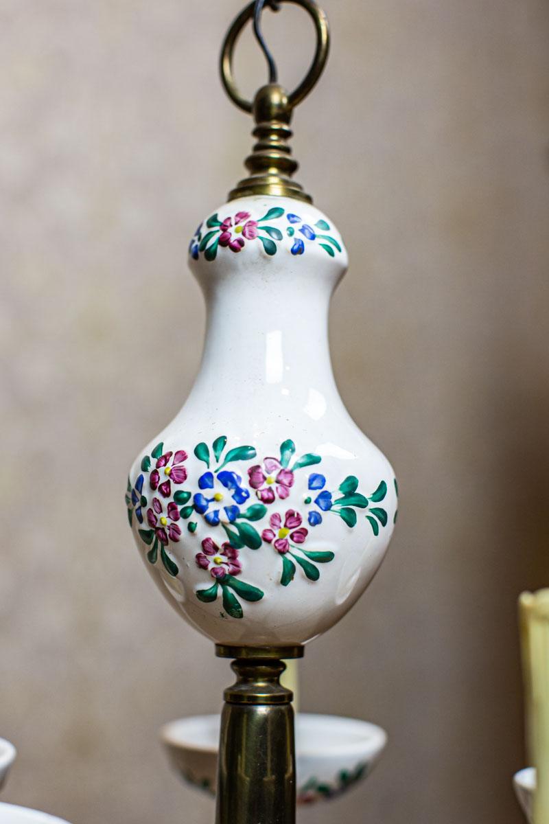 20th Century Faience Pendant Lamp from the 1960s in Colorful Patterns For Sale