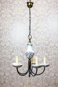 Faience Pendant Lamp from the 1960s in Colorful Patterns