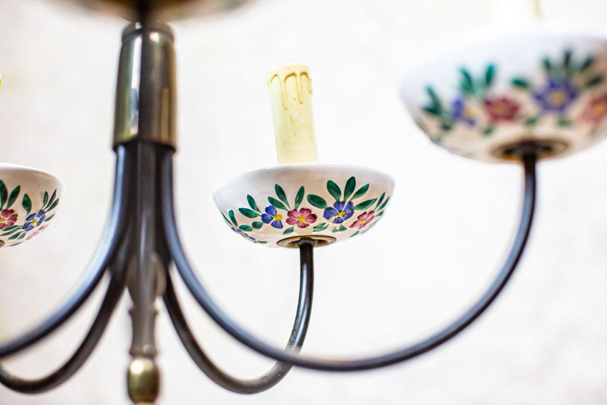 Lampe  suspension en faence des annes 1960  motifs colors en vente 1