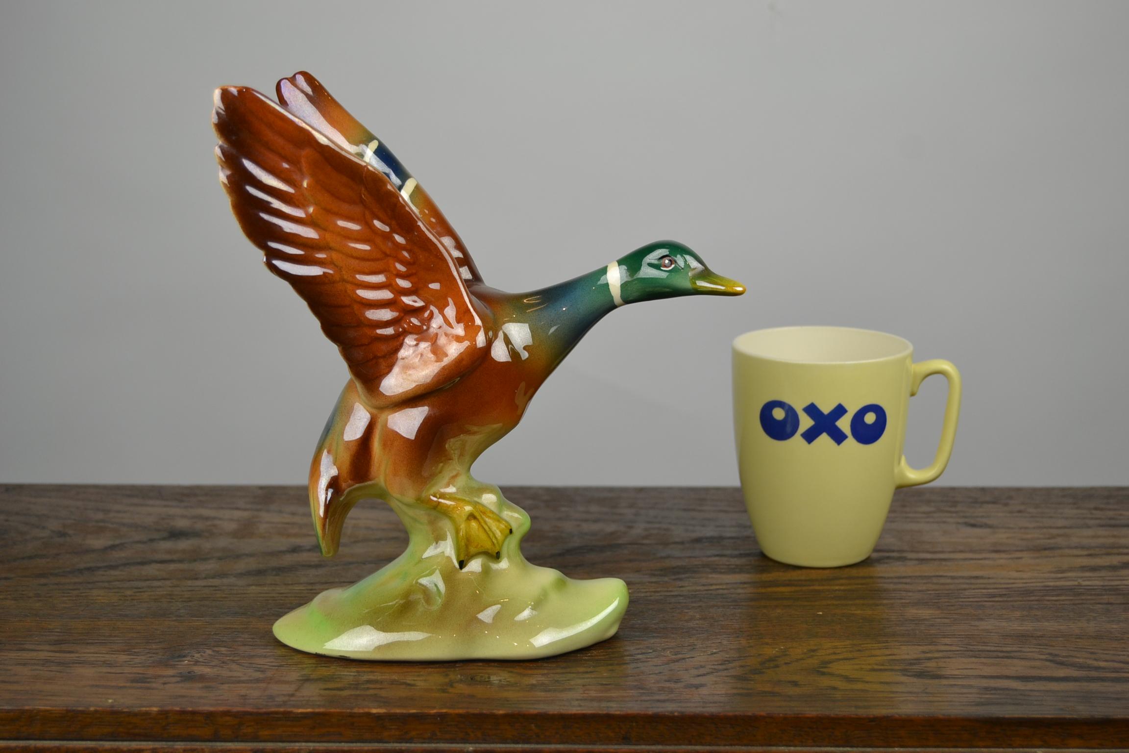 Faience Pottery Flying Duck by H. Bequet, Belgium 4