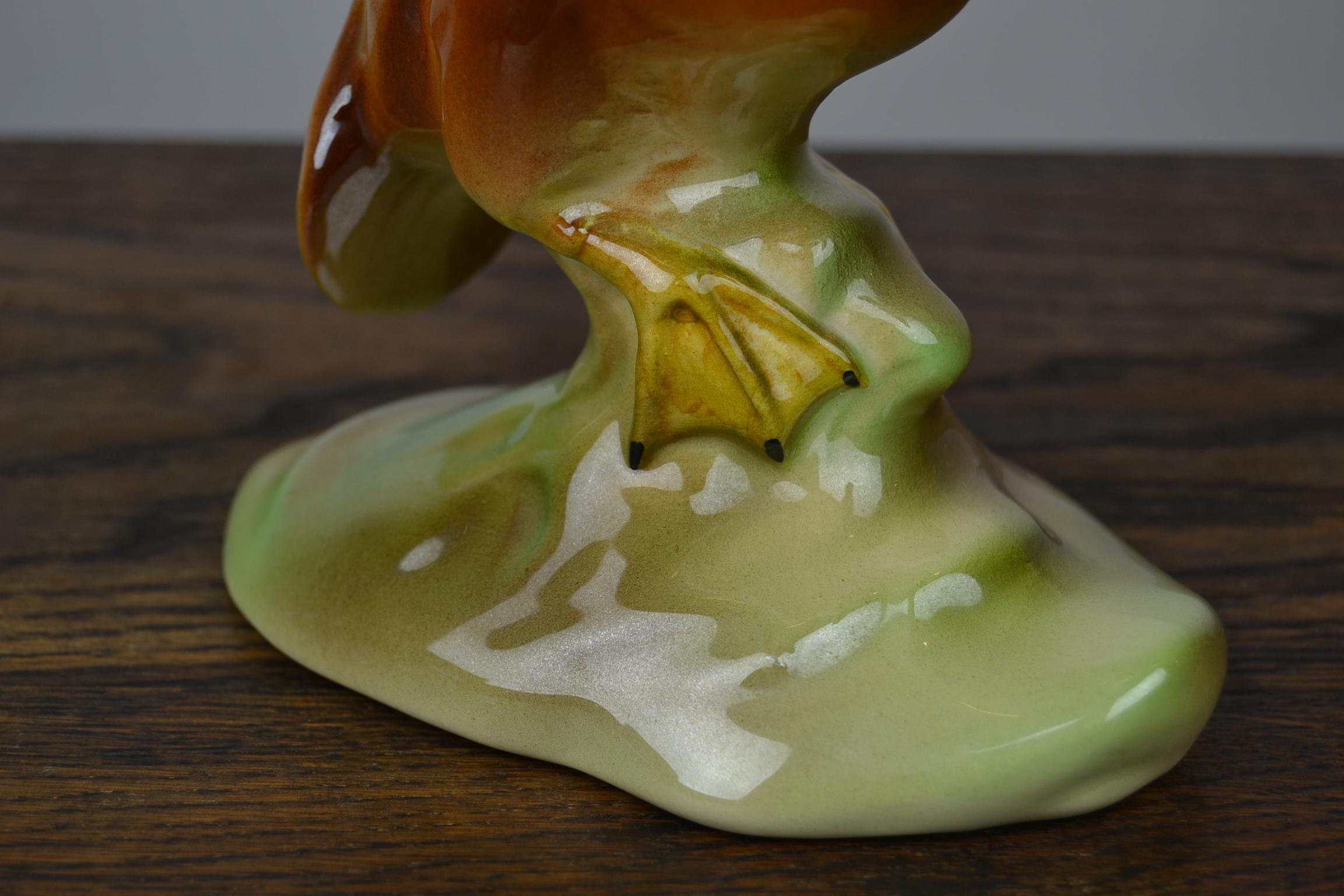 Faience Pottery Flying Duck by H. Bequet, Belgium In Good Condition In Retie, BE