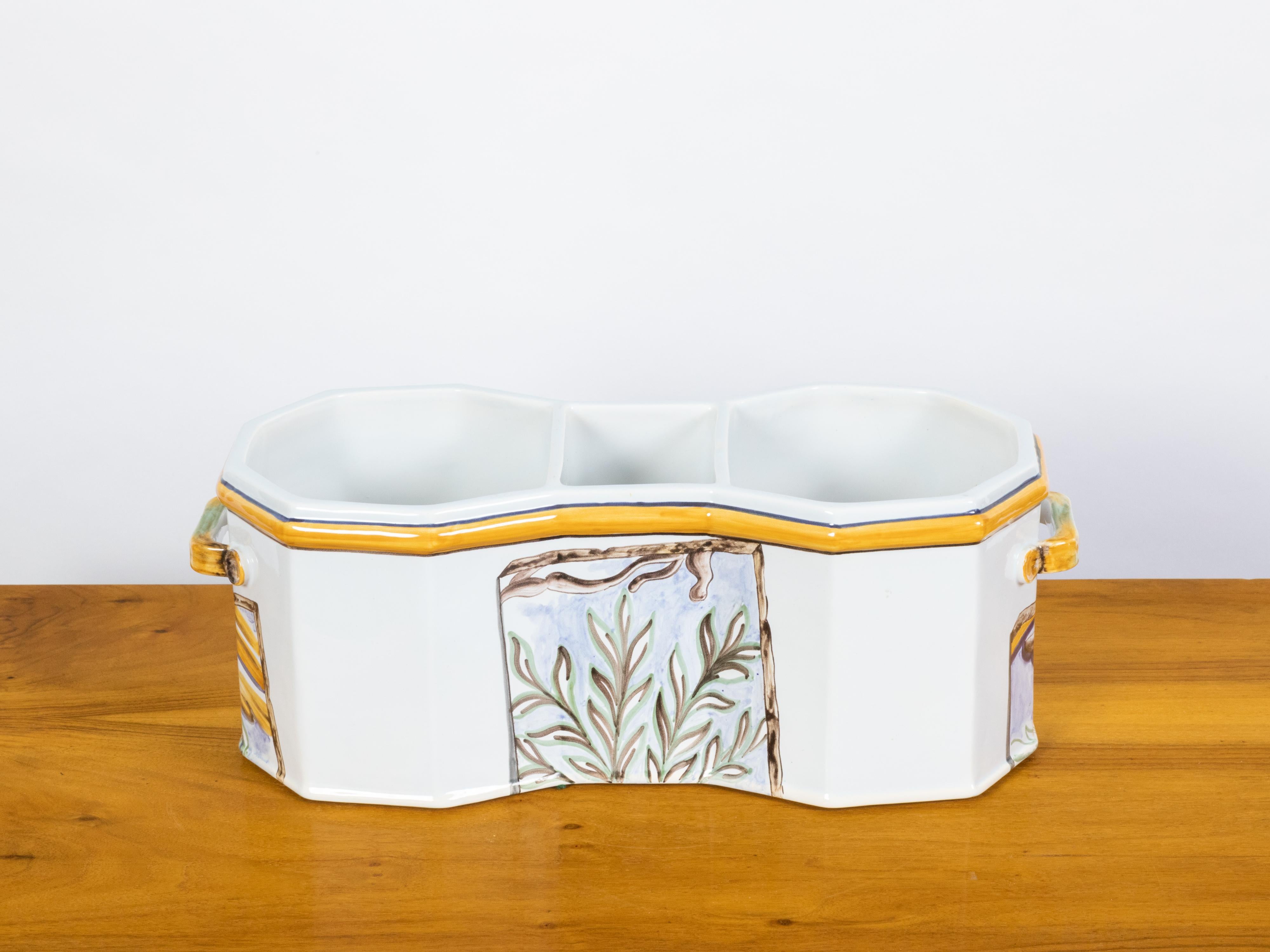 Faïence Tiffany & Co Wine Cooler Hand Painted with Floral Motifs in France For Sale 1