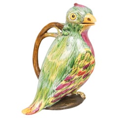 Antique Faience Tromp L'oeil Jug in the Form of a Parrot, Proskau Poland