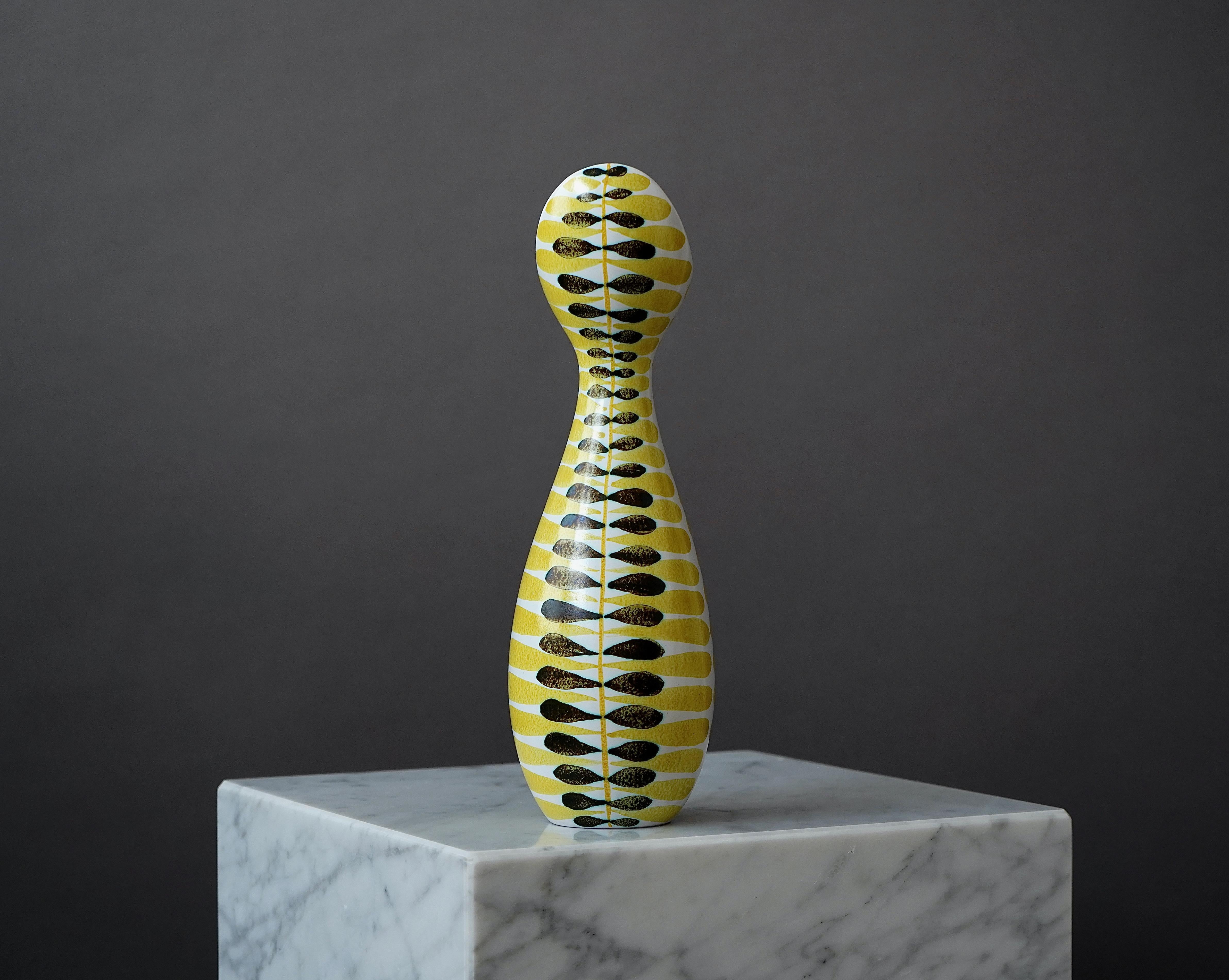 Mid-Century Modern Faience Vase by Stig Lindberg for Gustavsberg Studio, Sweden, 1950s For Sale