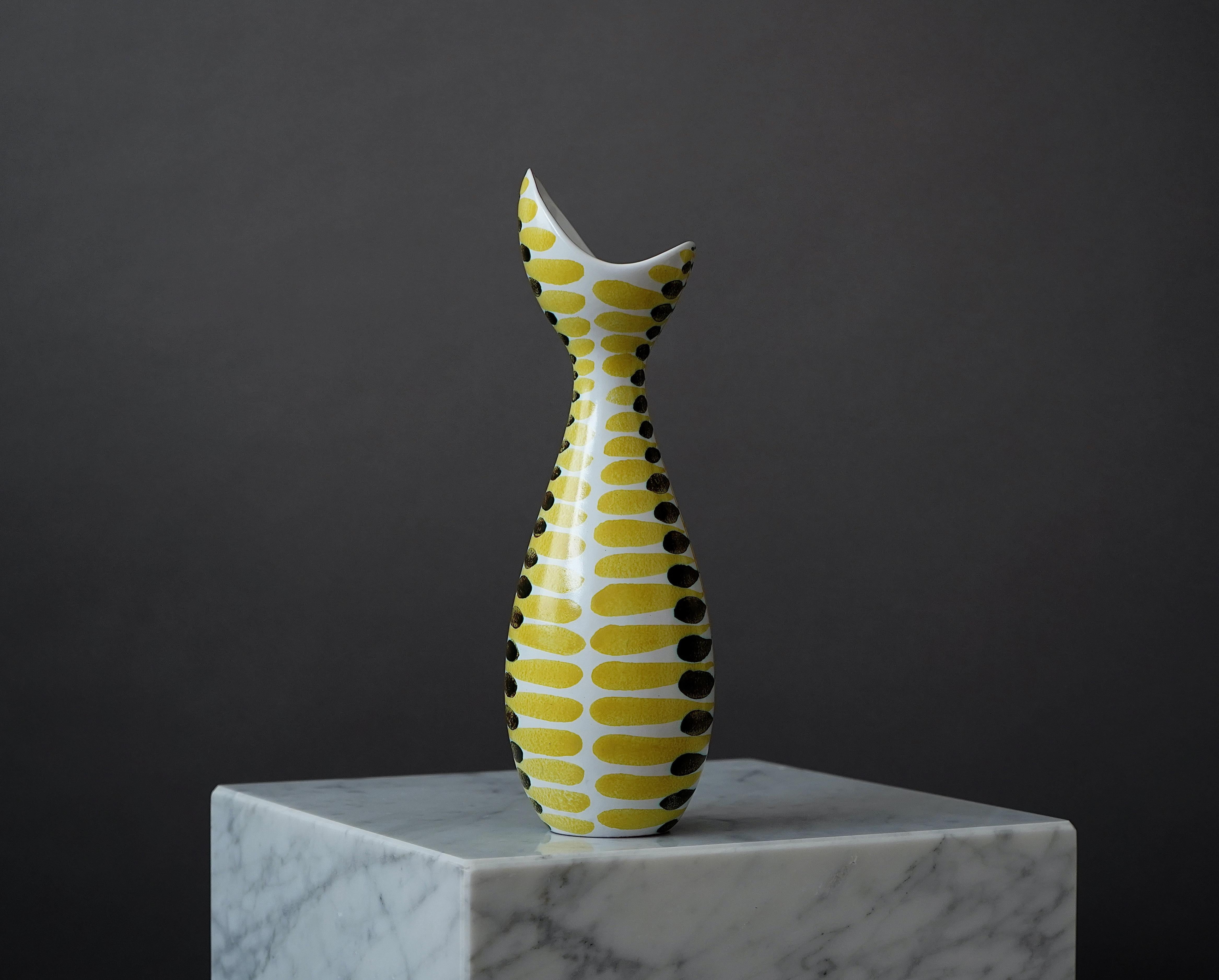 Swedish Faience Vase by Stig Lindberg for Gustavsberg Studio, Sweden, 1950s For Sale