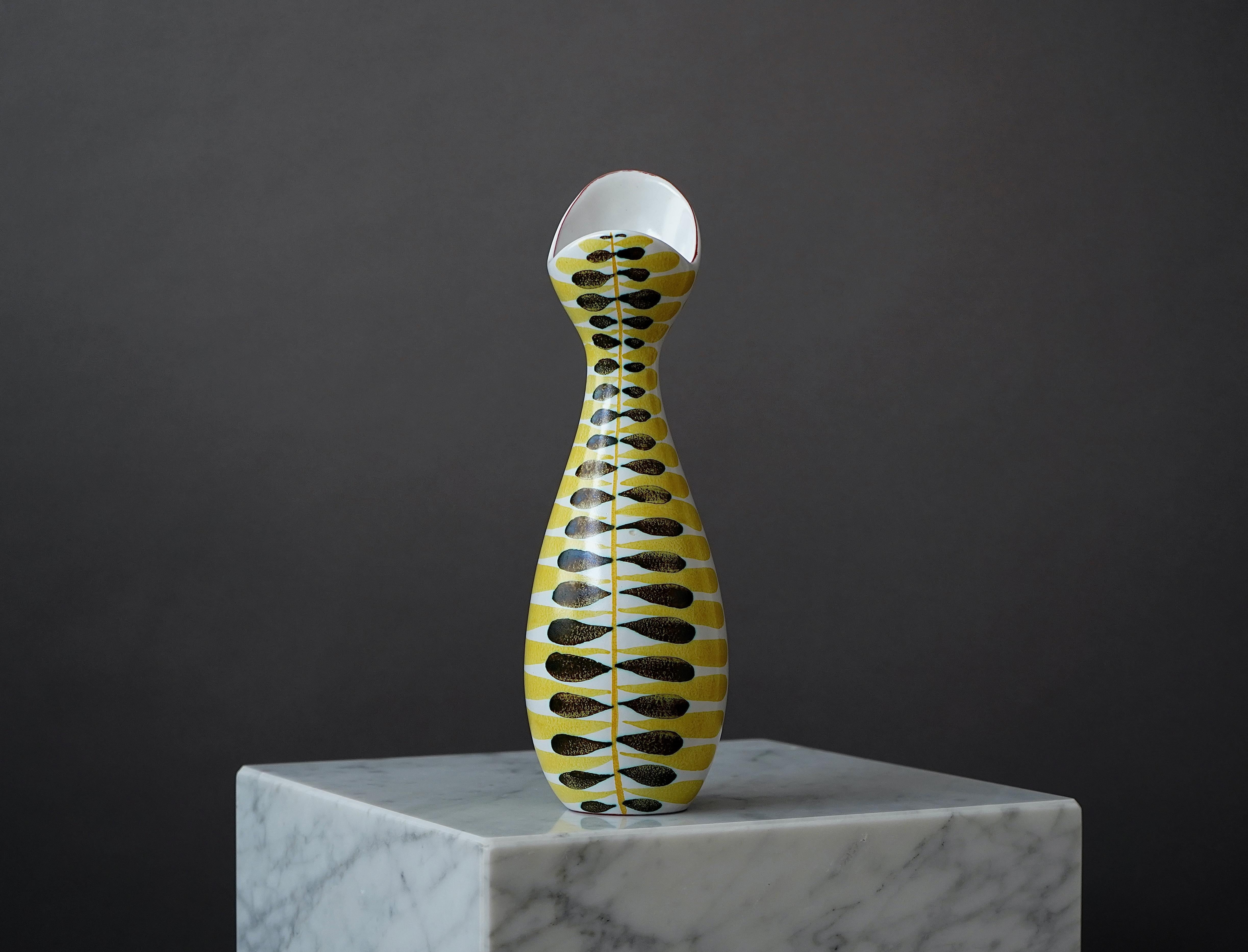 Turned Faience Vase by Stig Lindberg for Gustavsberg Studio, Sweden, 1950s For Sale
