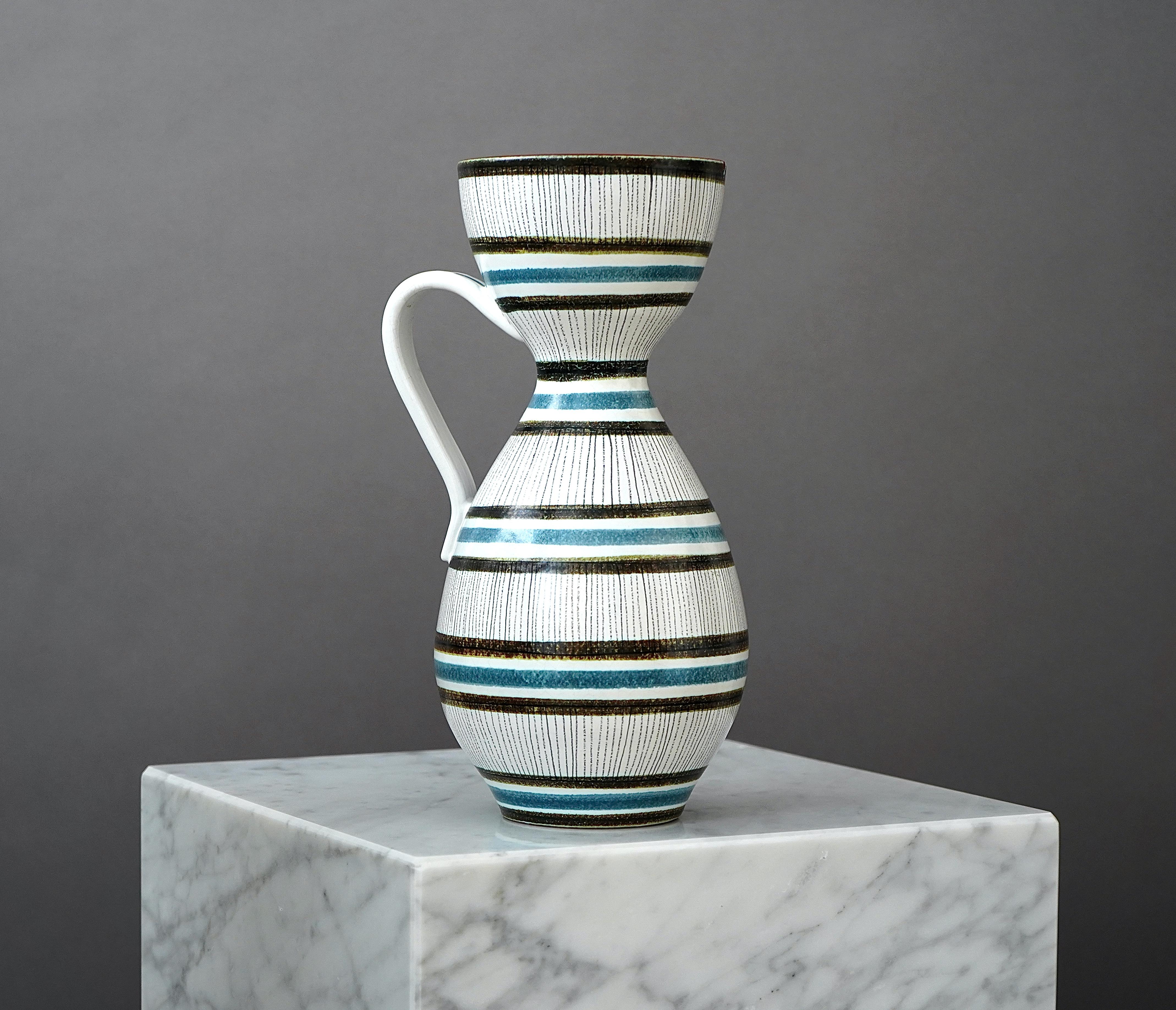 Turned Faience Vase by Stig Lindberg for Gustavsberg Studio, Sweden, 1950s For Sale
