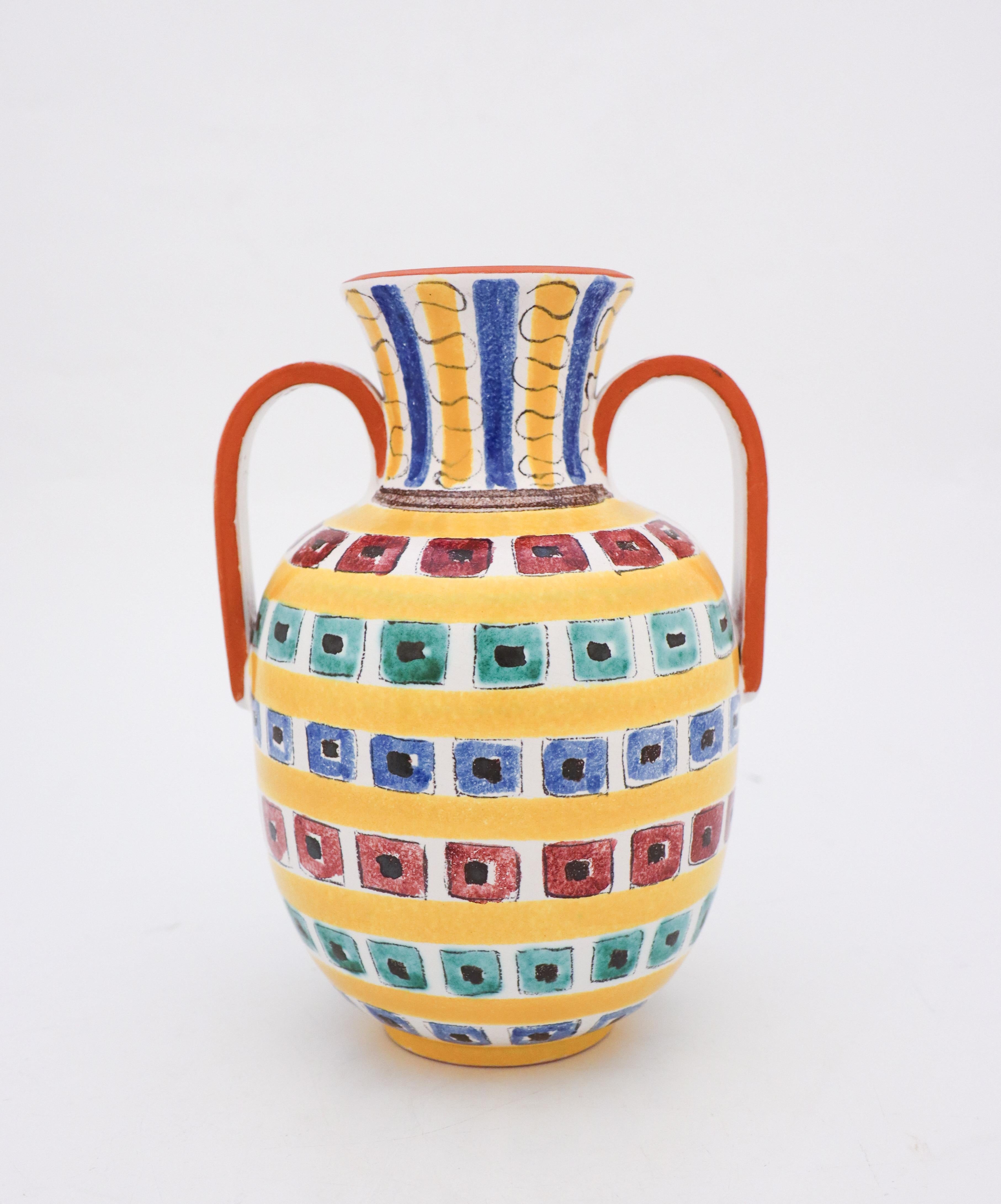 Vase aus Fayence von Wilhelm Kge, Gustavsberg, 1940er Jahre, skandinavisches Design (Skandinavische Moderne) im Angebot