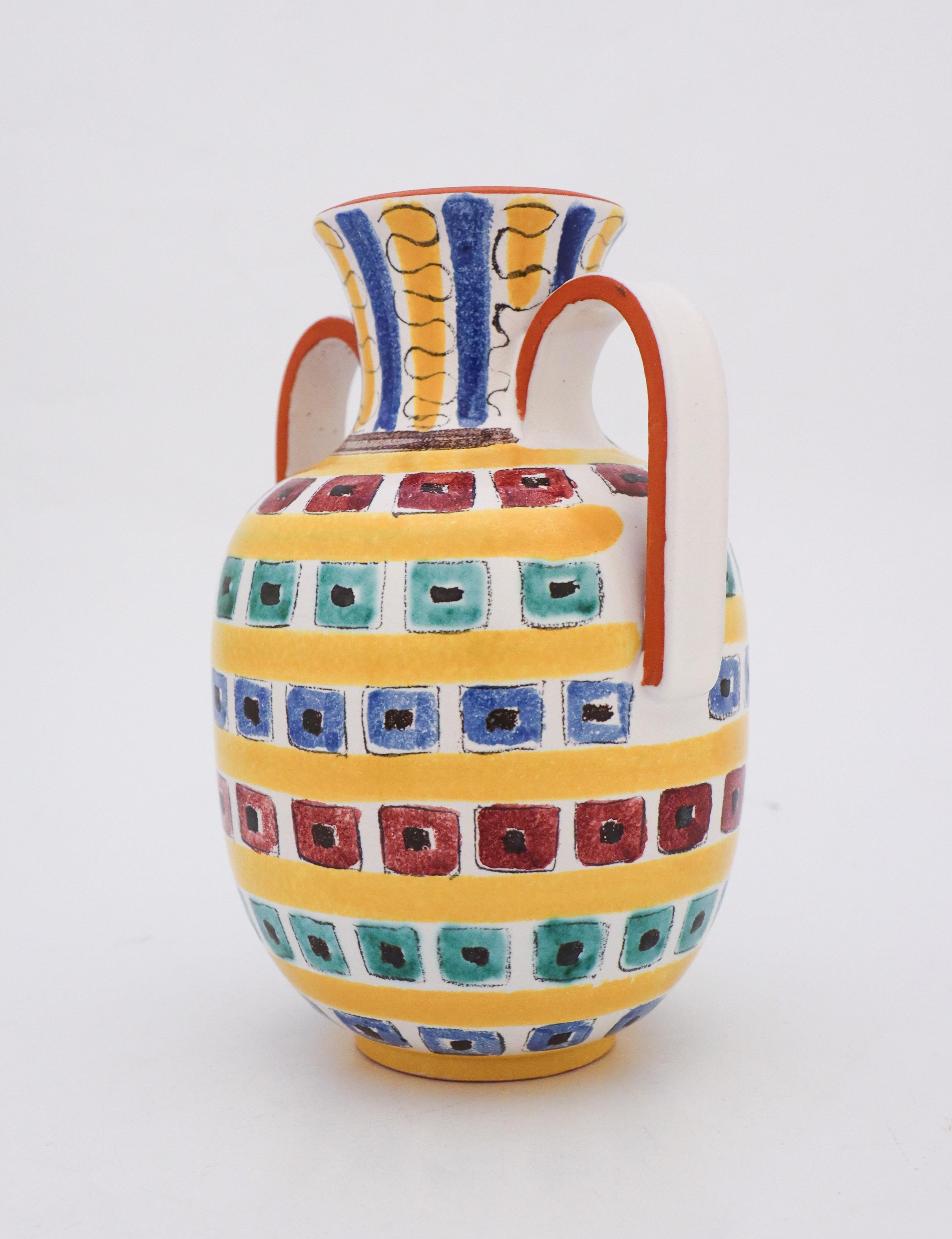 Vase aus Fayence von Wilhelm Kge, Gustavsberg, 1940er Jahre, skandinavisches Design (Schwedisch) im Angebot