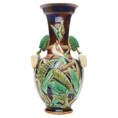 Faience Vase in Art Nouveau Style, France by Sarreguemines, End of 19th Century