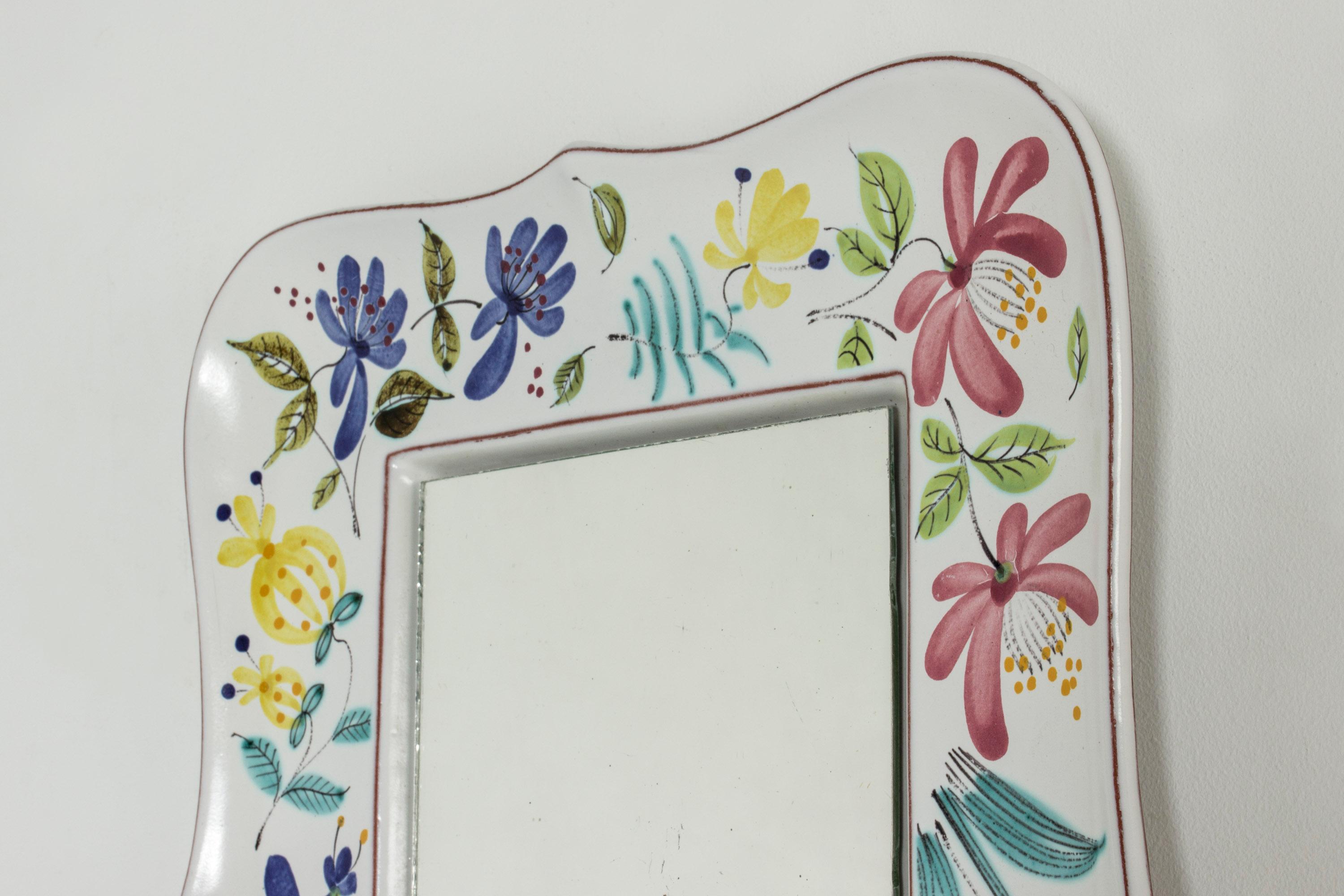 Faience Wall Mirror by Stig Lindberg for Gustavsberg In Good Condition In Stockholm, SE