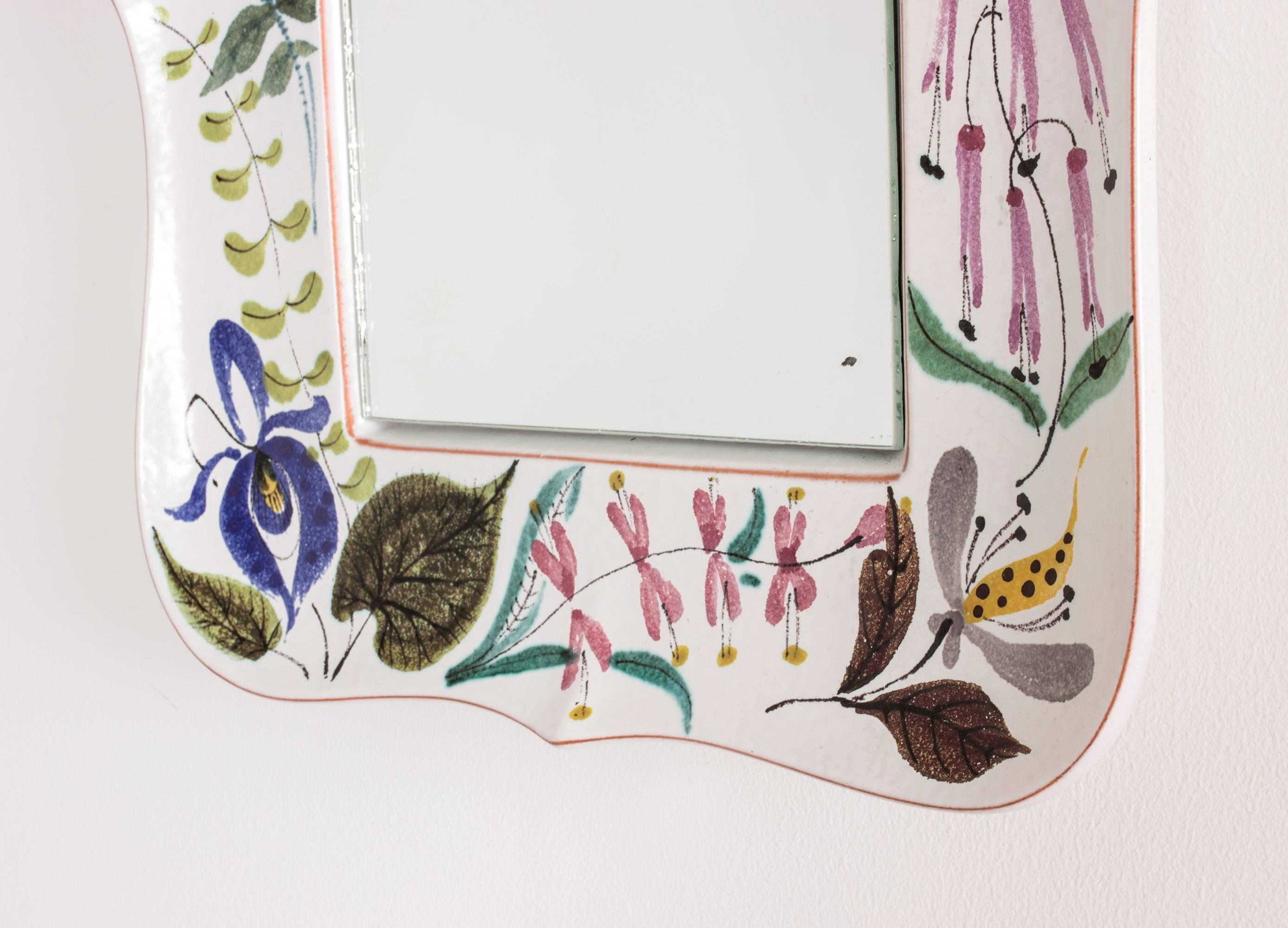 Swedish Faience Wall Mirror by Stig Lindberg