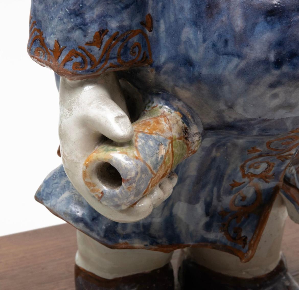 Faience Water Vessel, “Pulcinella”, 18th Century For Sale 5