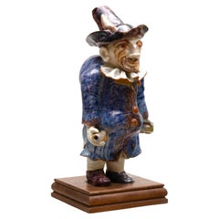 Antique Faience Water Vessel, “Pulcinella”, 18th Century