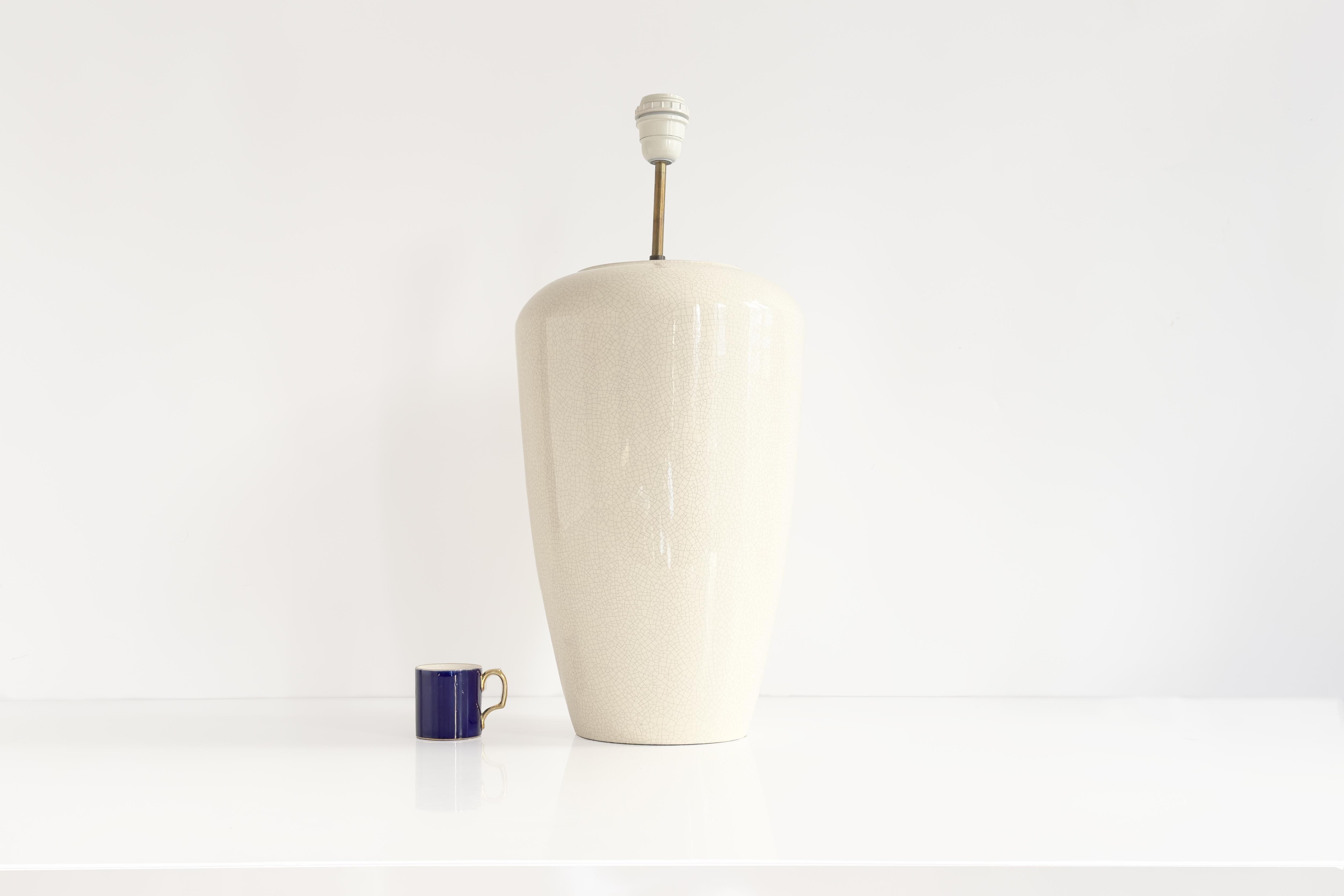 20th Century Faiencerie de Charolles Signed 2Oth Century Table Lamp in Beige Ceramic For Sale