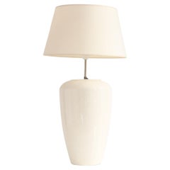 Fayencerie de Charolles, signierte Tischlampe aus beigefarbener Keramik aus dem 2. Jahrhundert