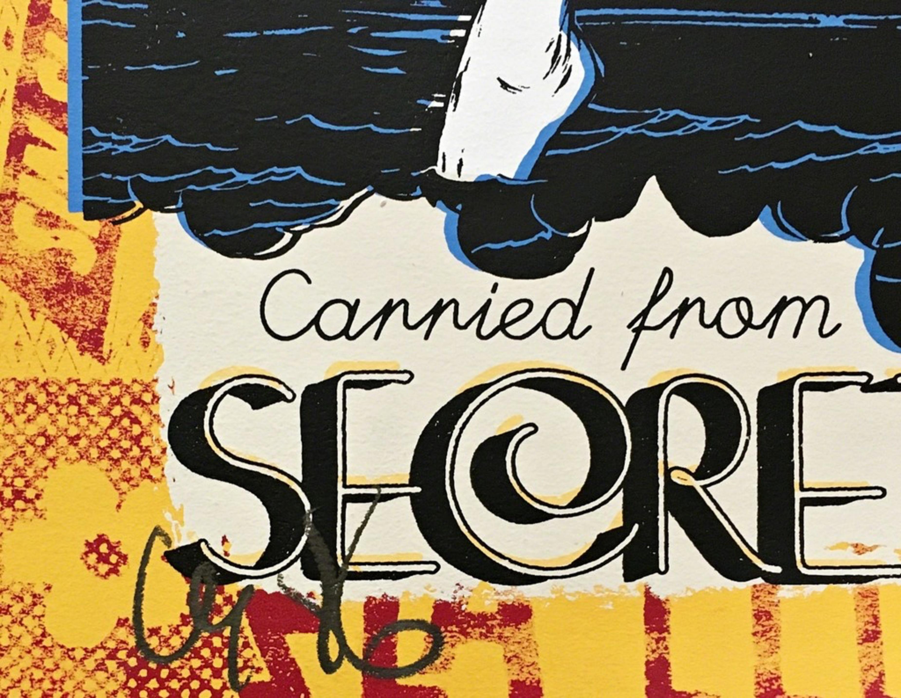 Secret Seas: Acrylic, Silkscreen Ink on paper (unique signed numbered variant) - Street Art Print by Faile