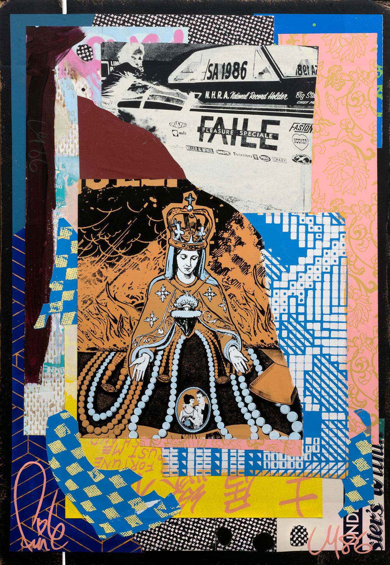 Original, unique artwork, 1/1.
Medium: Silkscreen ink and acrylic painting on paper.
Sold with the certificate of authenticity.

Biography:
FAILE is the Brooklyn-based artistic collaboration between Patrick McNeil and Patrick Miller.
Their name is