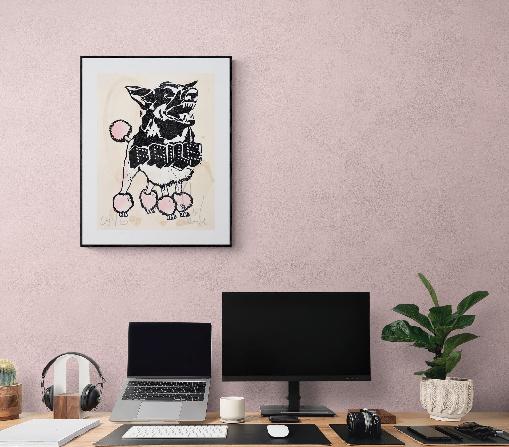 FAILE - DIAMOND FAILEDOODLE (BLACK/TAN) Pop Art Urban Black Glitter Handmade For Sale 8