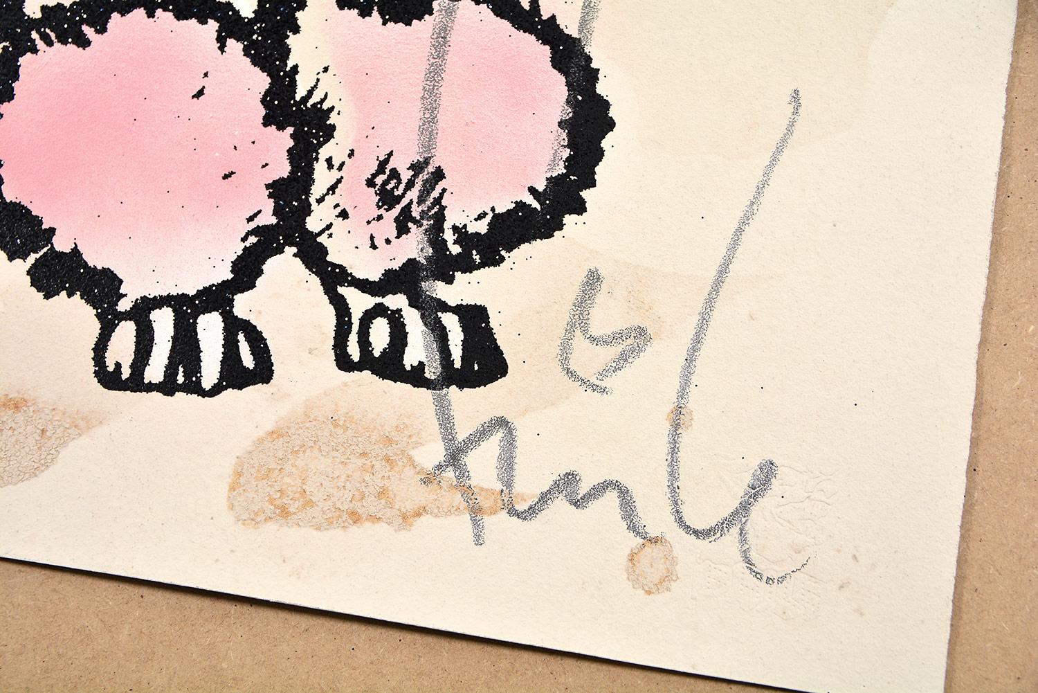 FAILE - DIAMOND FAILEDOODLE (BLACK/TAN) Pop Art Urban Black Glitter Handmade For Sale 2