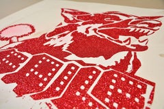 FAILE -DIAMANT ÉCHOUÉ (ROUGE/TAN). Techniques mixtes Pop Art Urban Glitter Graffiti