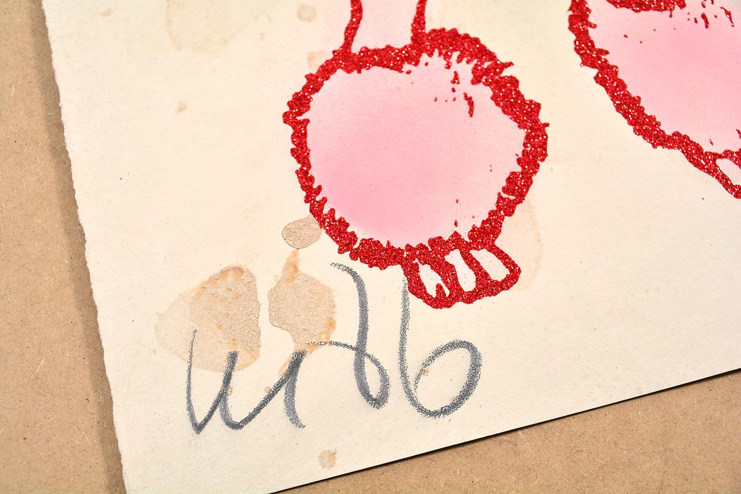 FAILE -DIAMOND FAILEDOODLE (RED/TAN). Mixed Media Pop Art Urban Glitter Graffiti For Sale 2