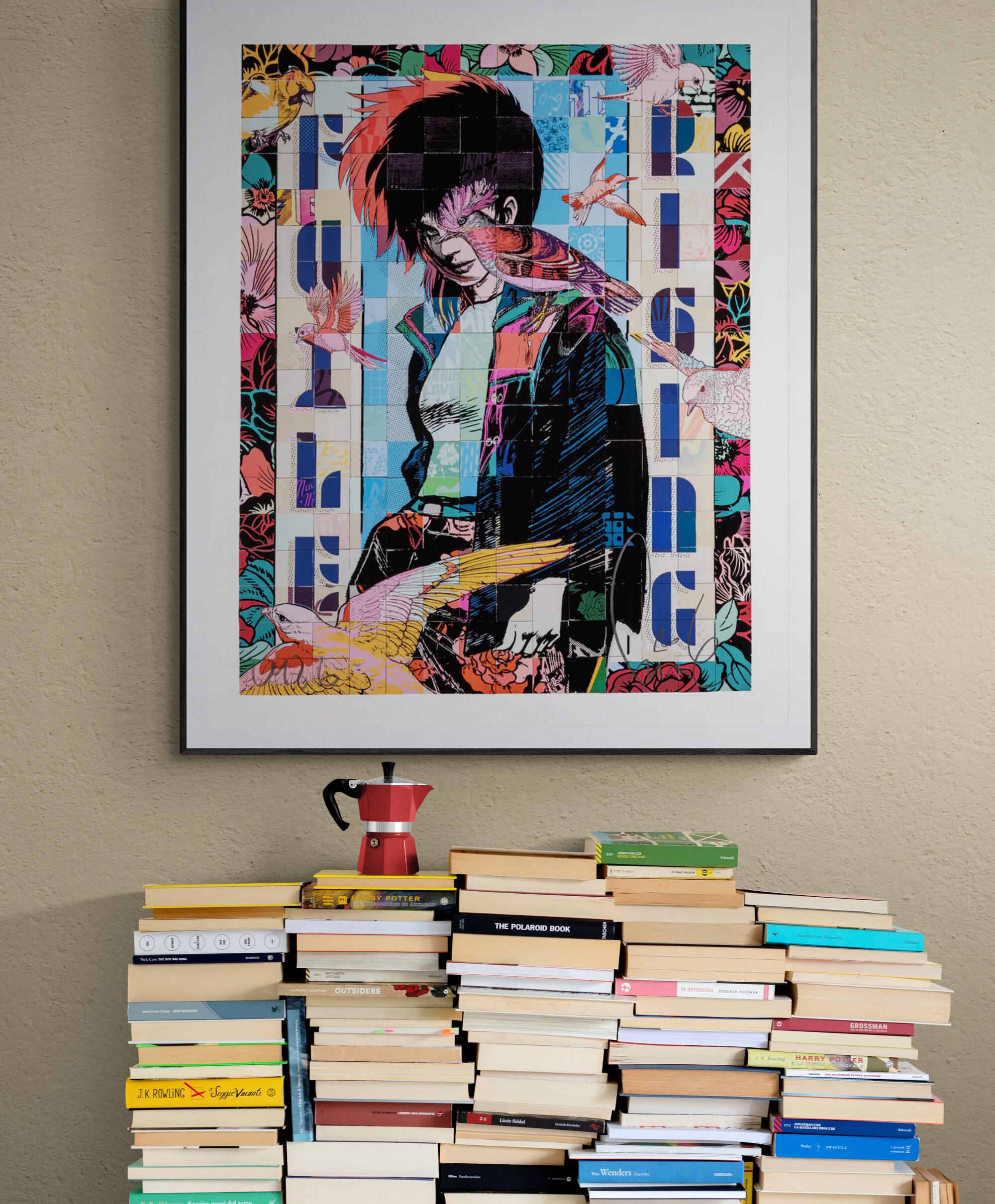 FAILE – RISING Großes urbanes Pop-Art-Design mit aufstrebenden Künstlern aus dem amerikanischen Phoenix (Grau), Figurative Print, von Faile