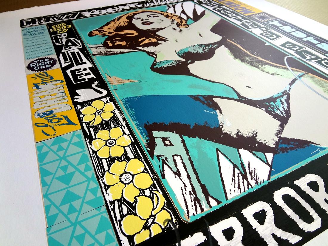FAILE - IL GIUSTO, CAPITA OGNI GIORNO Pop Street art American Pin-Up Design - Print Moderno di Faile
