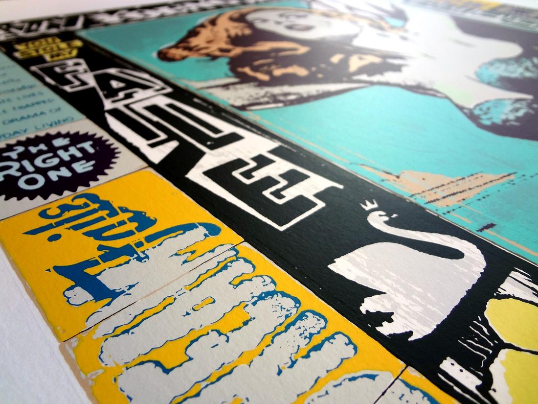 FAILE - IL GIUSTO, CAPITA OGNI GIORNO Pop Street art American Pin-Up Design - Figurative Print Grigio di Faile