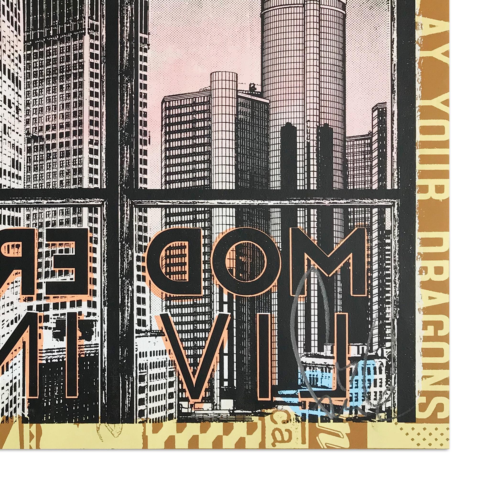 FAILE (colectivo artístico con sede en Brooklyn formado por Patrick Miller y Patrick McNeill)
Vida Moderna, 2018
Acrílico pintado a mano y tinta serigráfica sobre papel barnizado de archivo de alto gramaje
Dimensiones: 49,5 × 63,5 cm (19 1/2 × 25