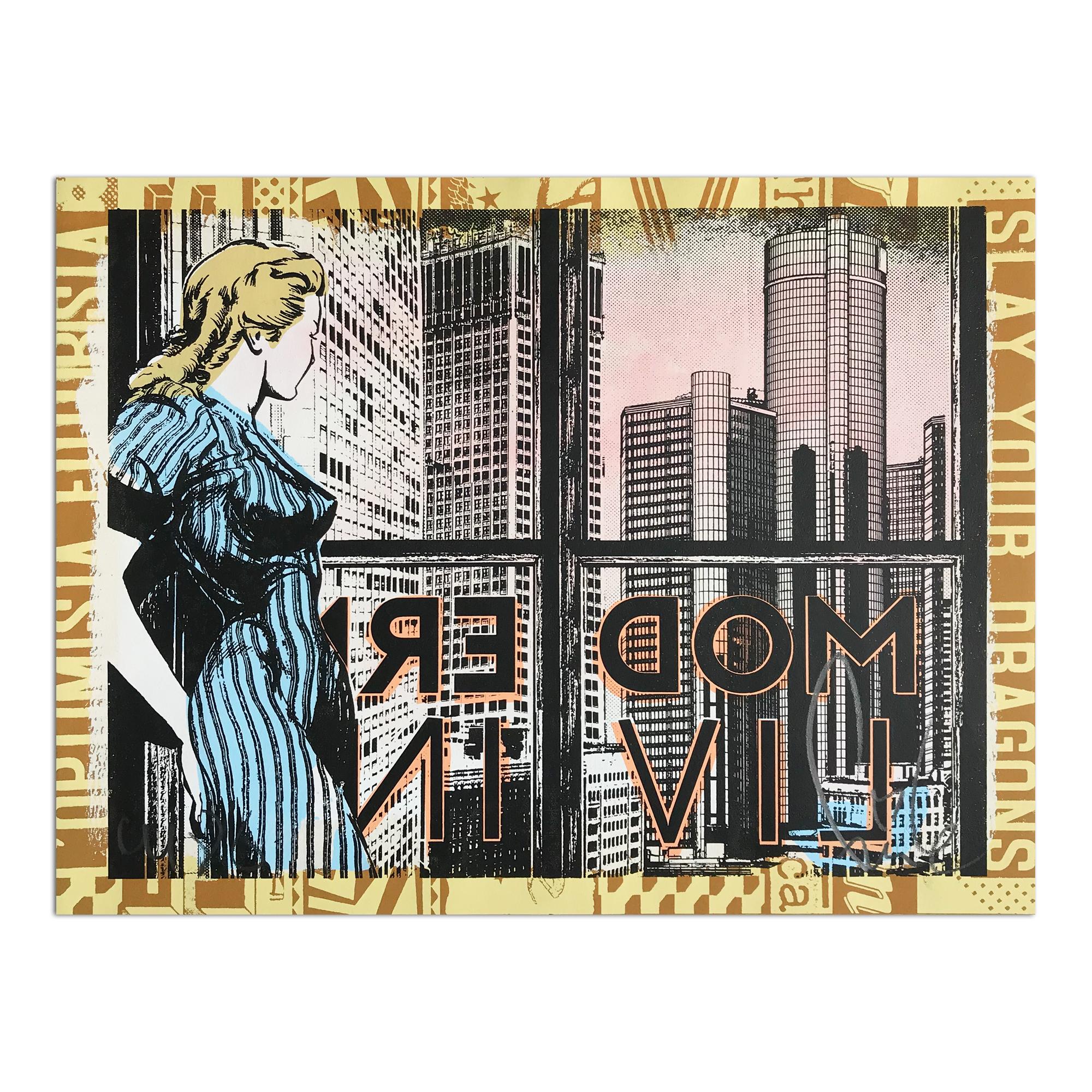 Modern Living, Serigrafia dipinta a mano, Street Art, Arte Urbana, Graffiti