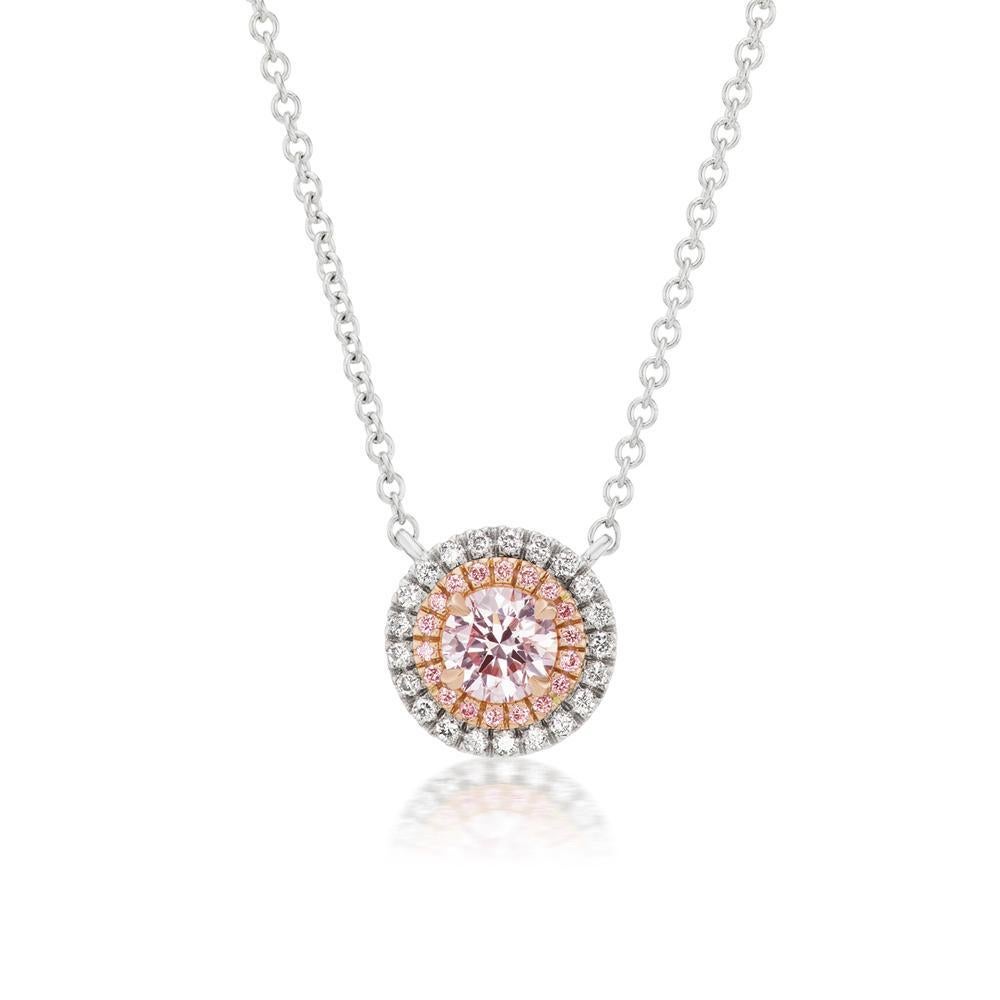 Modern 18k White Gold .53ct Pink Diamond Pendant For Sale