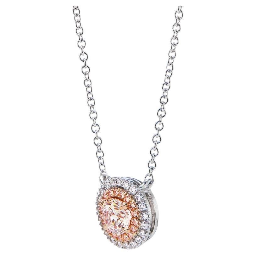 18k White Gold .53ct Pink Diamond Pendant For Sale