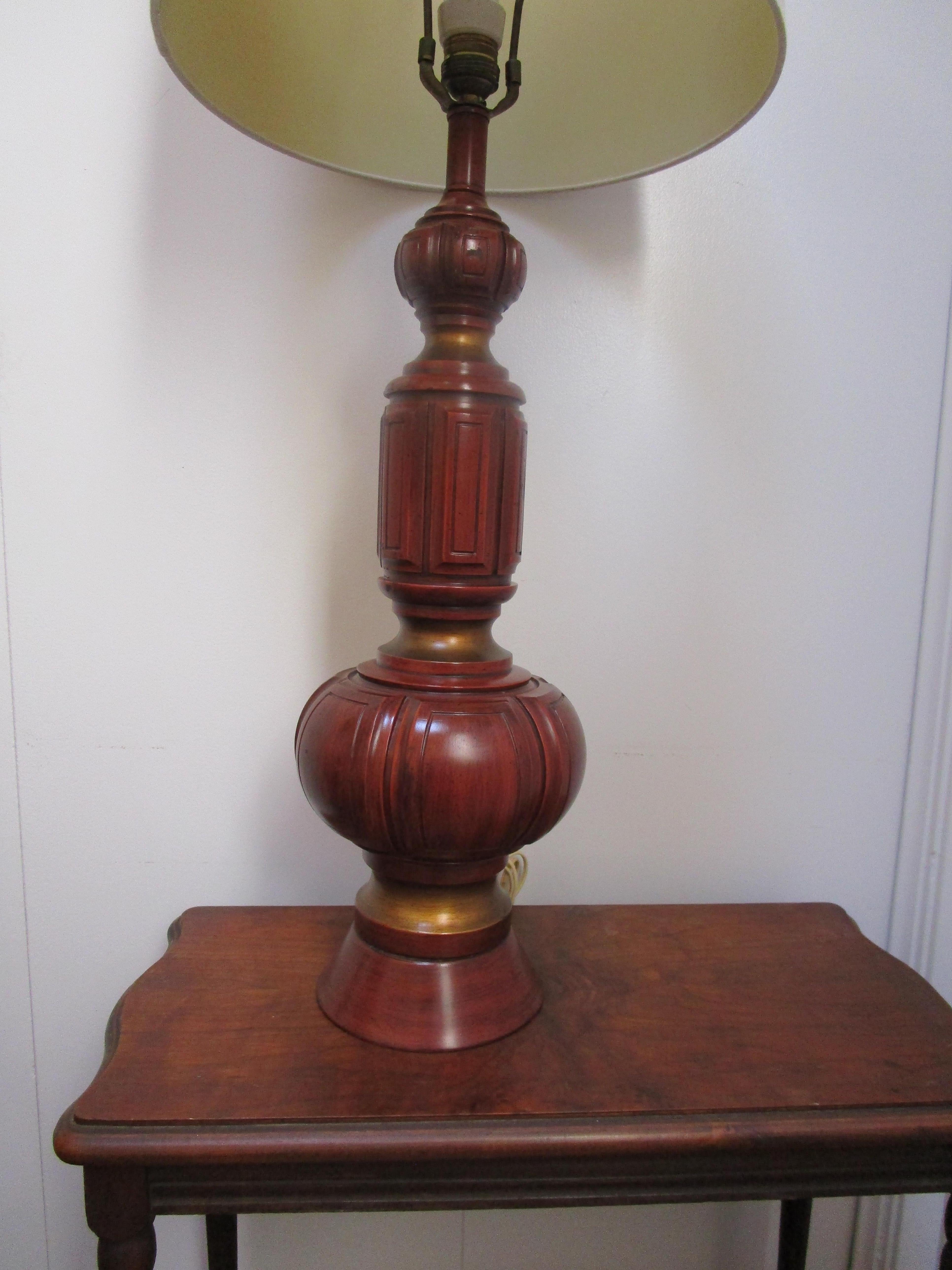 Hand-Painted F.A.I.P. Vintage Monumental Plaster and Chalkware Table Lamp Marked For Sale