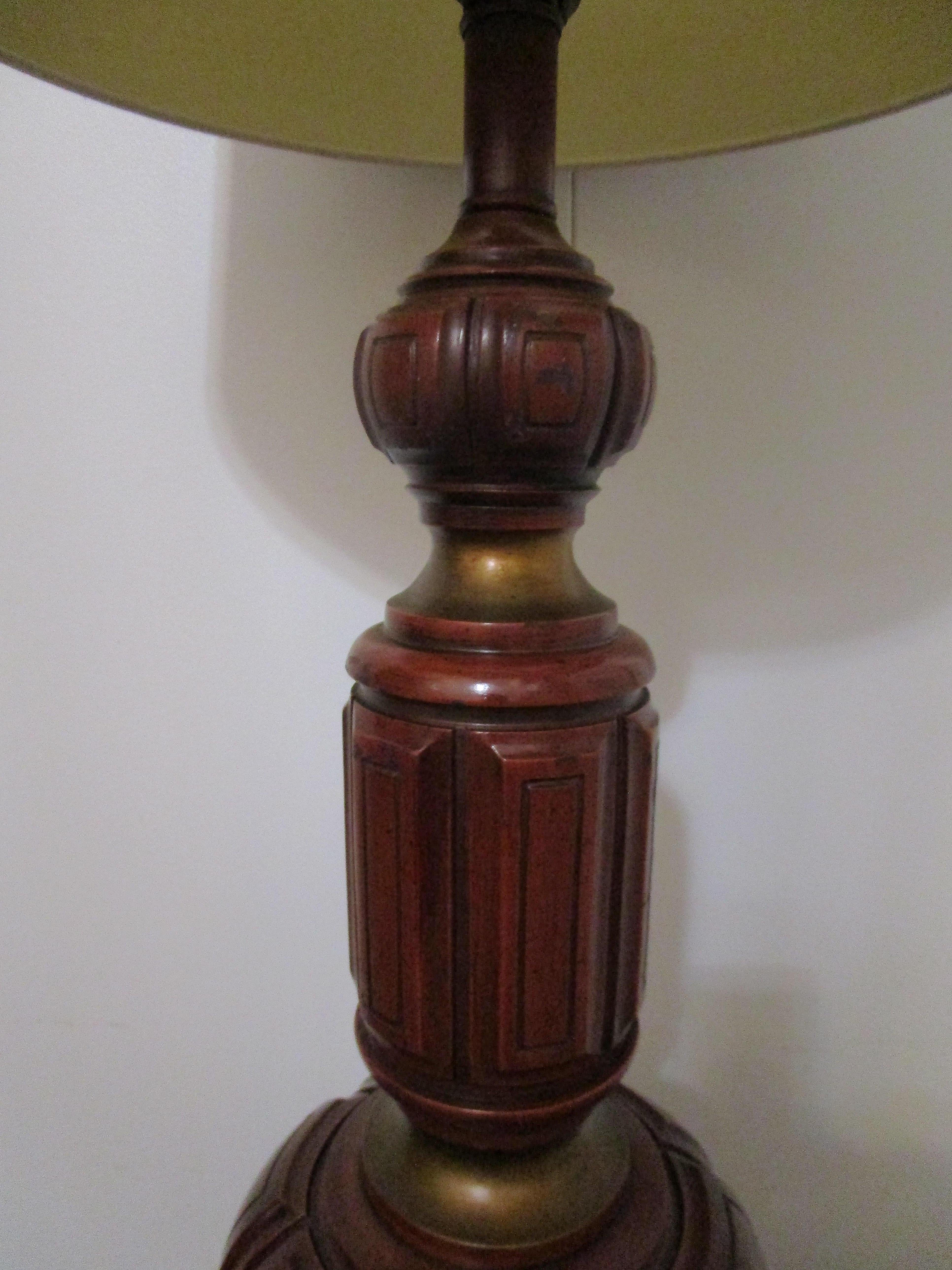 F.A.I.P. Vintage Monumental Plaster and Chalkware Table Lamp Marked In Good Condition For Sale In Lomita, CA