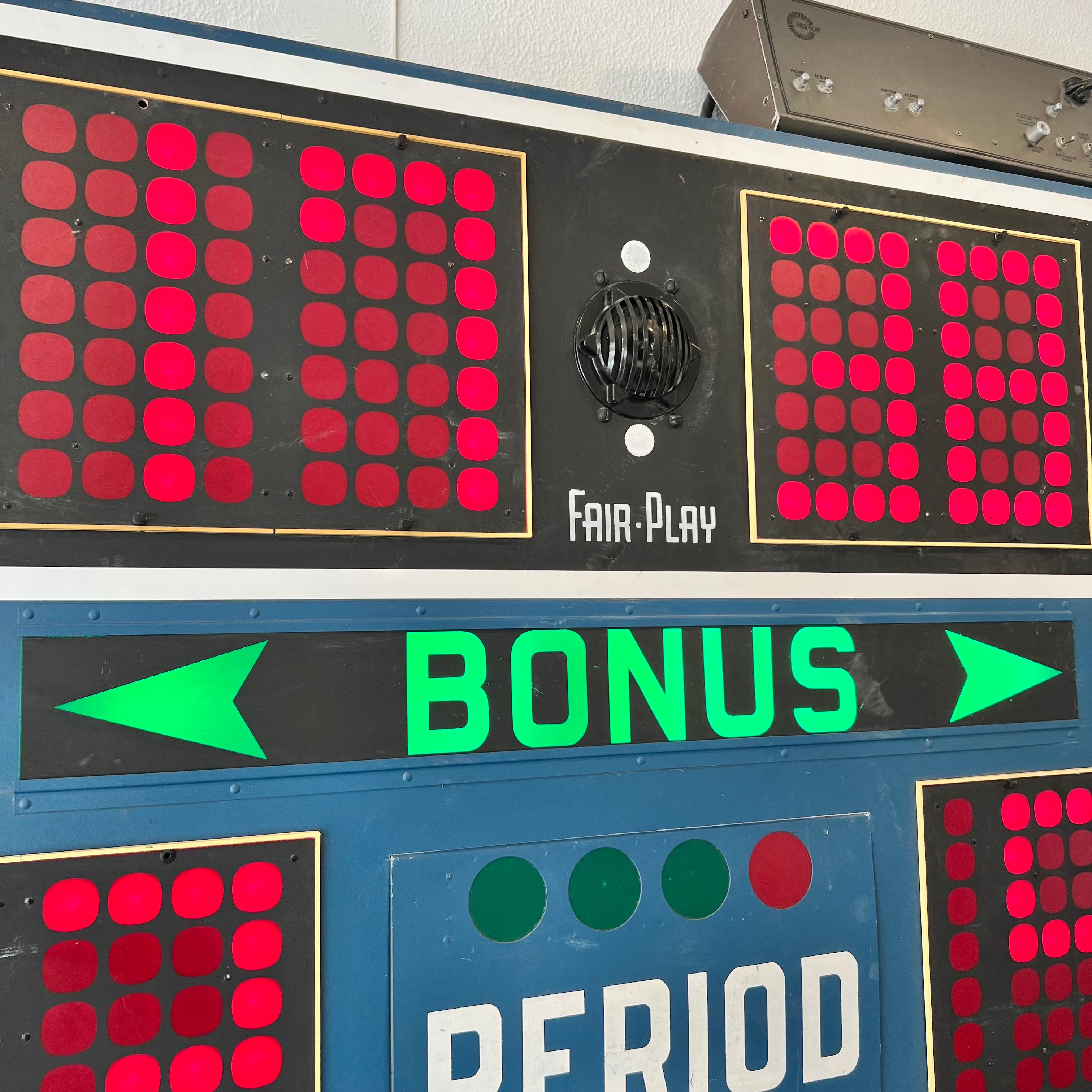 Aluminum Fair Play 1960s Electro-Magnetic Basketball Scoreboard For Sale
