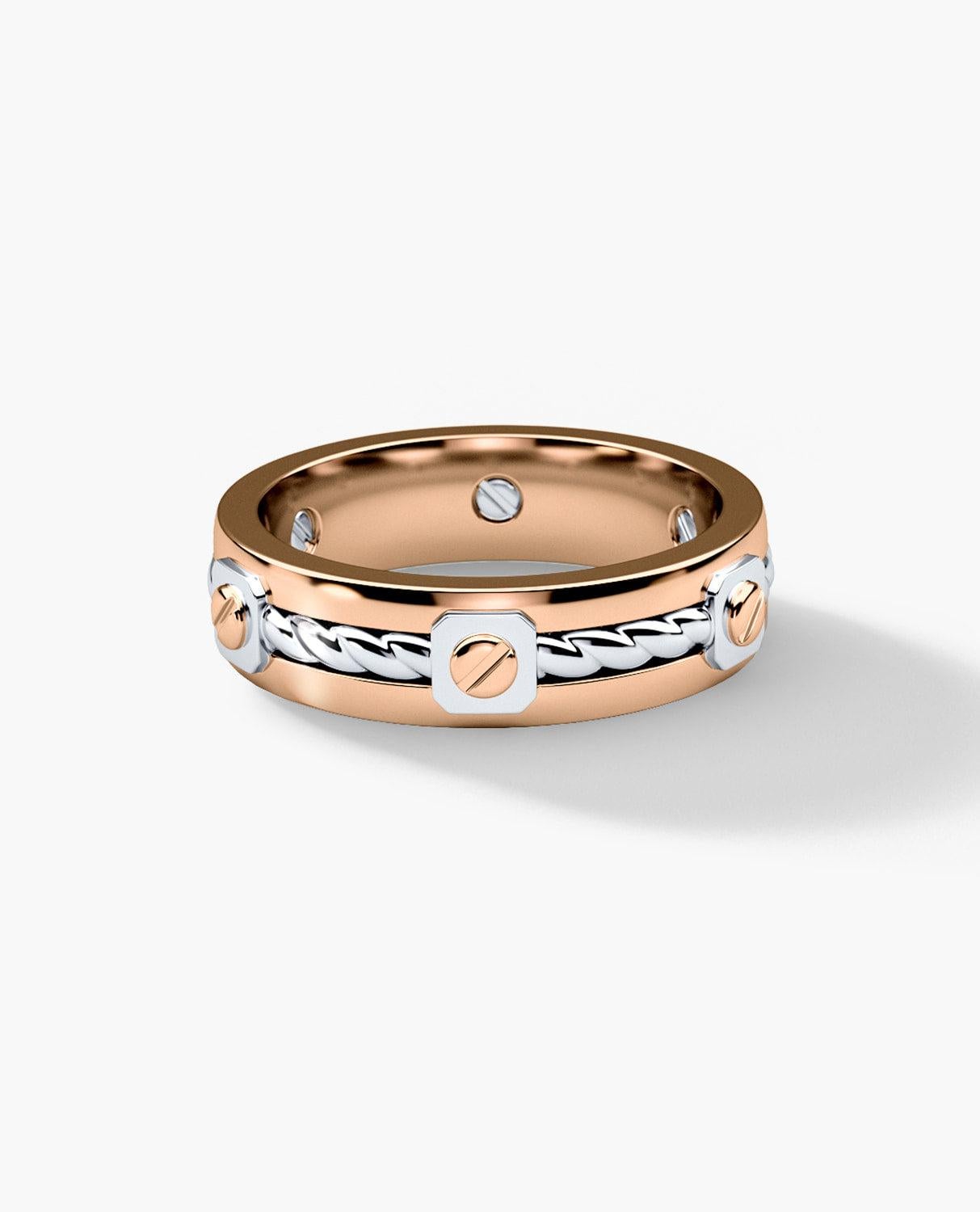 Contemporary FAIRBANKS Two-Tone 14k Rose & White Gold Ring For Sale