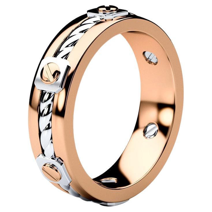 FAIRBANKS Two-Tone 14k Rose & White Gold Ring For Sale