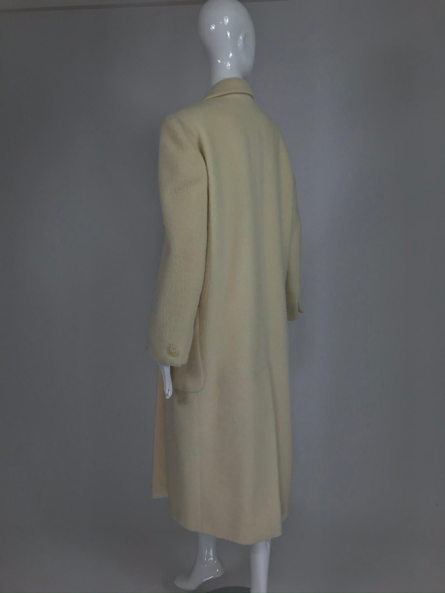 Gray Fairbrooke Off White Wool Double Breasted Polo Coat 1990s