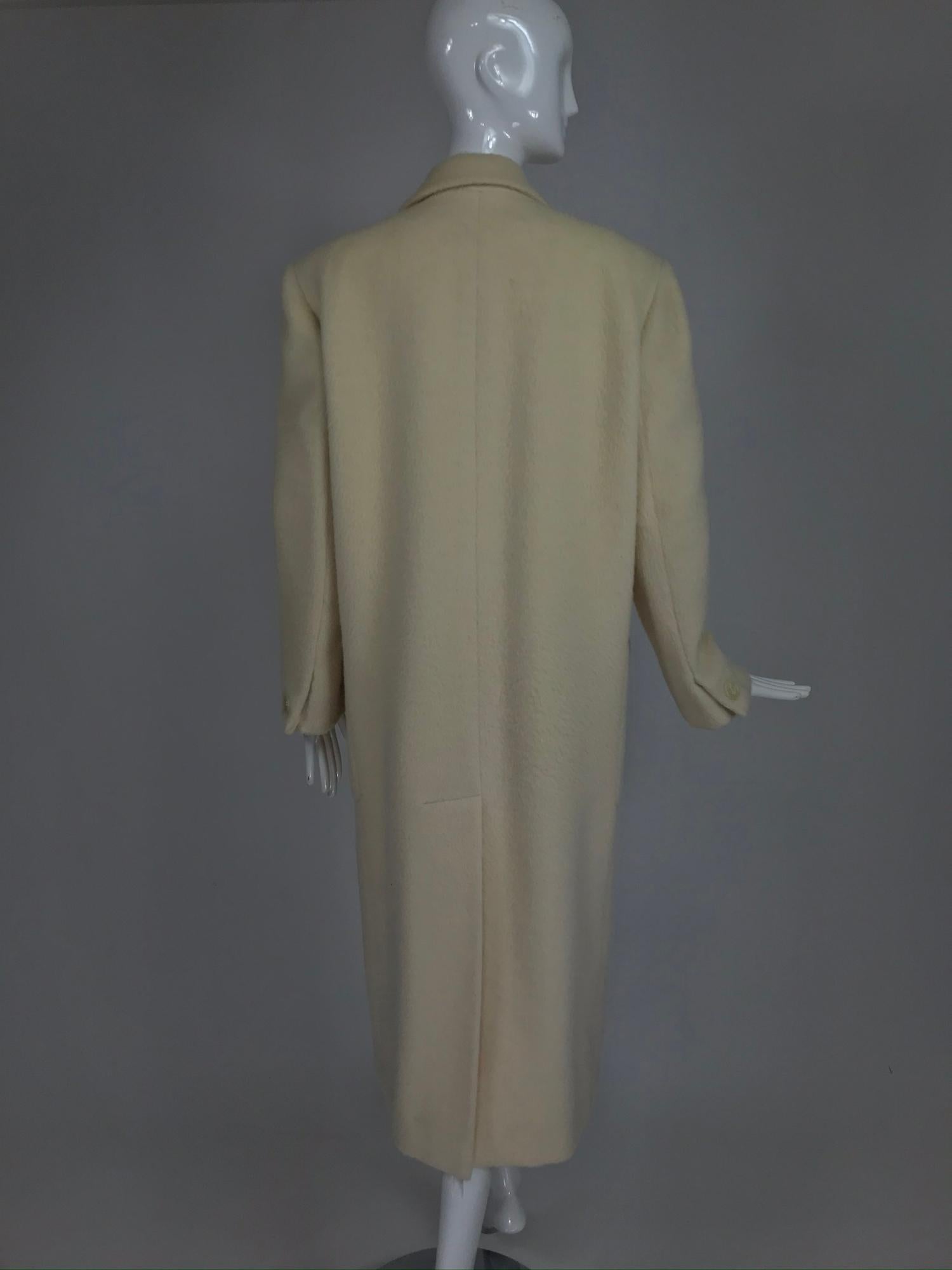 Women's Fairbrooke Off White Wool Double Breasted Polo Coat 1990s