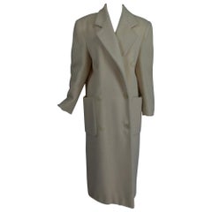 Vintage Fairbrooke Off White Wool Double Breasted Polo Coat 1990s