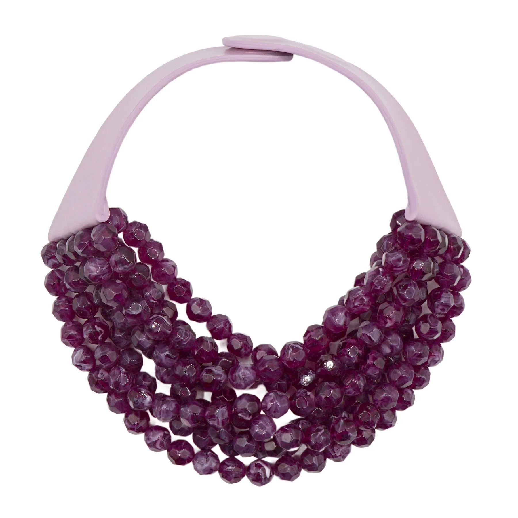 Modern Fairchild Baldwin Red Carpet Multi Strand Ametista Beads Statement Necklace  For Sale