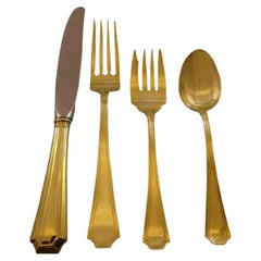 Fairfax by Gorham Sterling Silver Flatware Service for 12, Set in Gold 99 Pieces