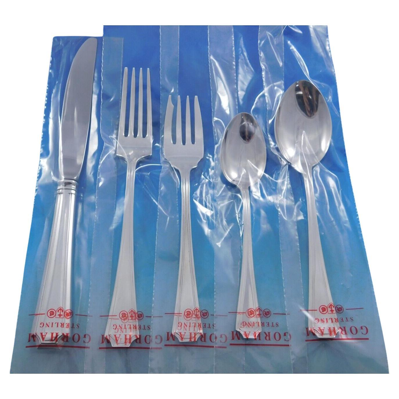 Fairfax by Gorham Sterling Silver Flatware Set 12 Service Place Size 60 Pcs New For Sale