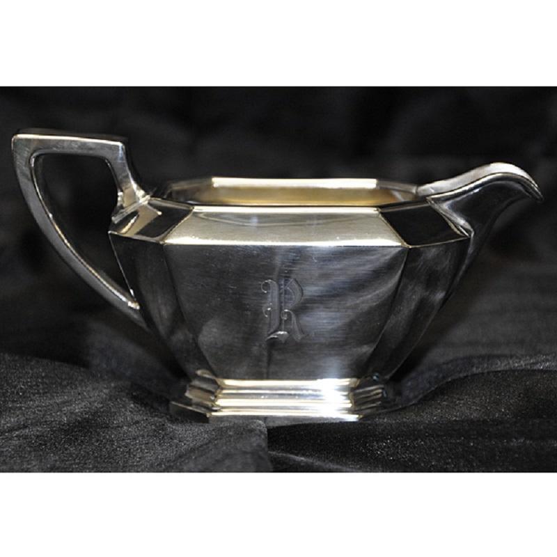 silver tea and coffee set with tray