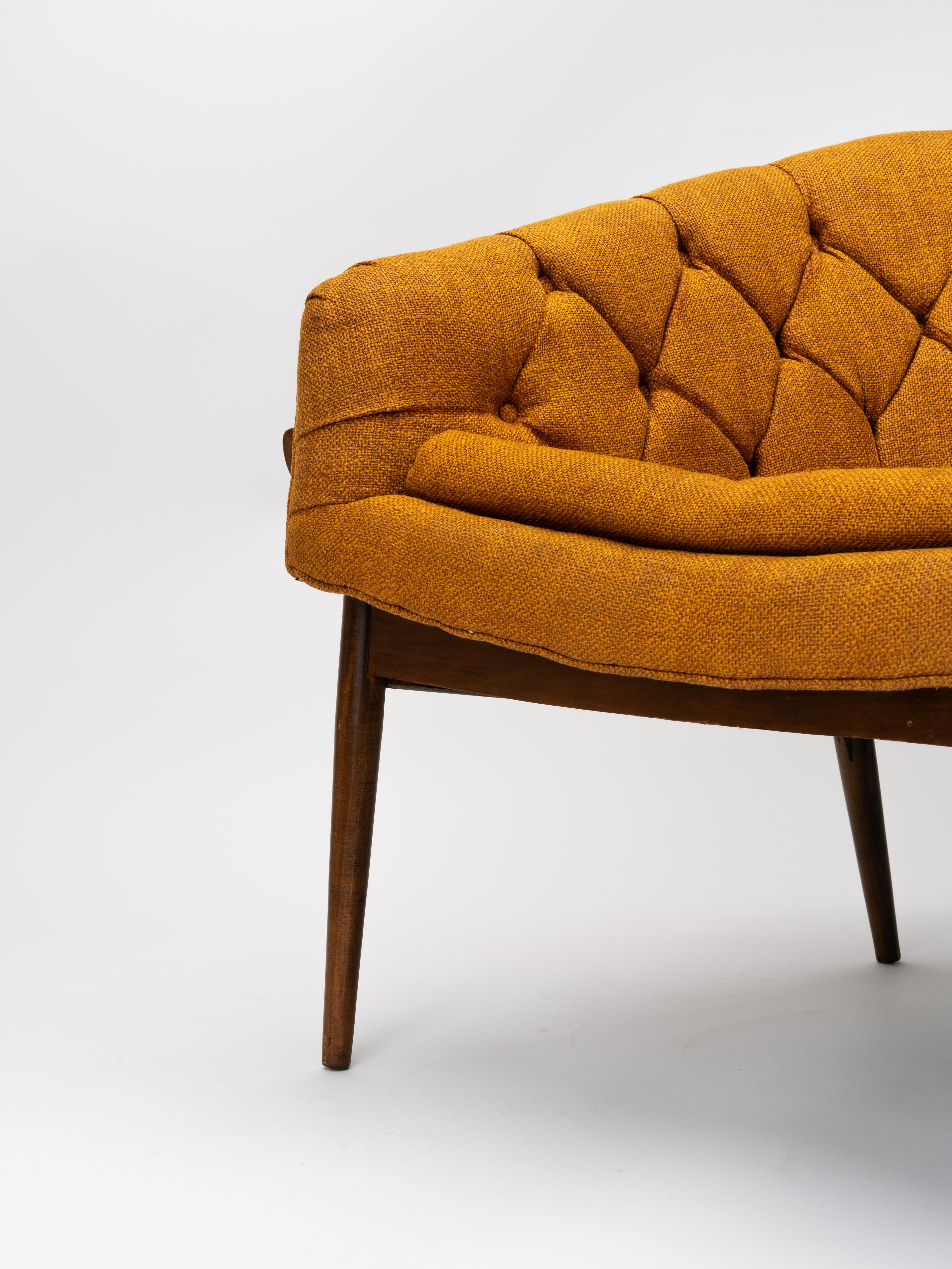 Fairfield Chair Co. Gold Tufted Mid-Century Barrel Back Lounge Chair For Sale 10