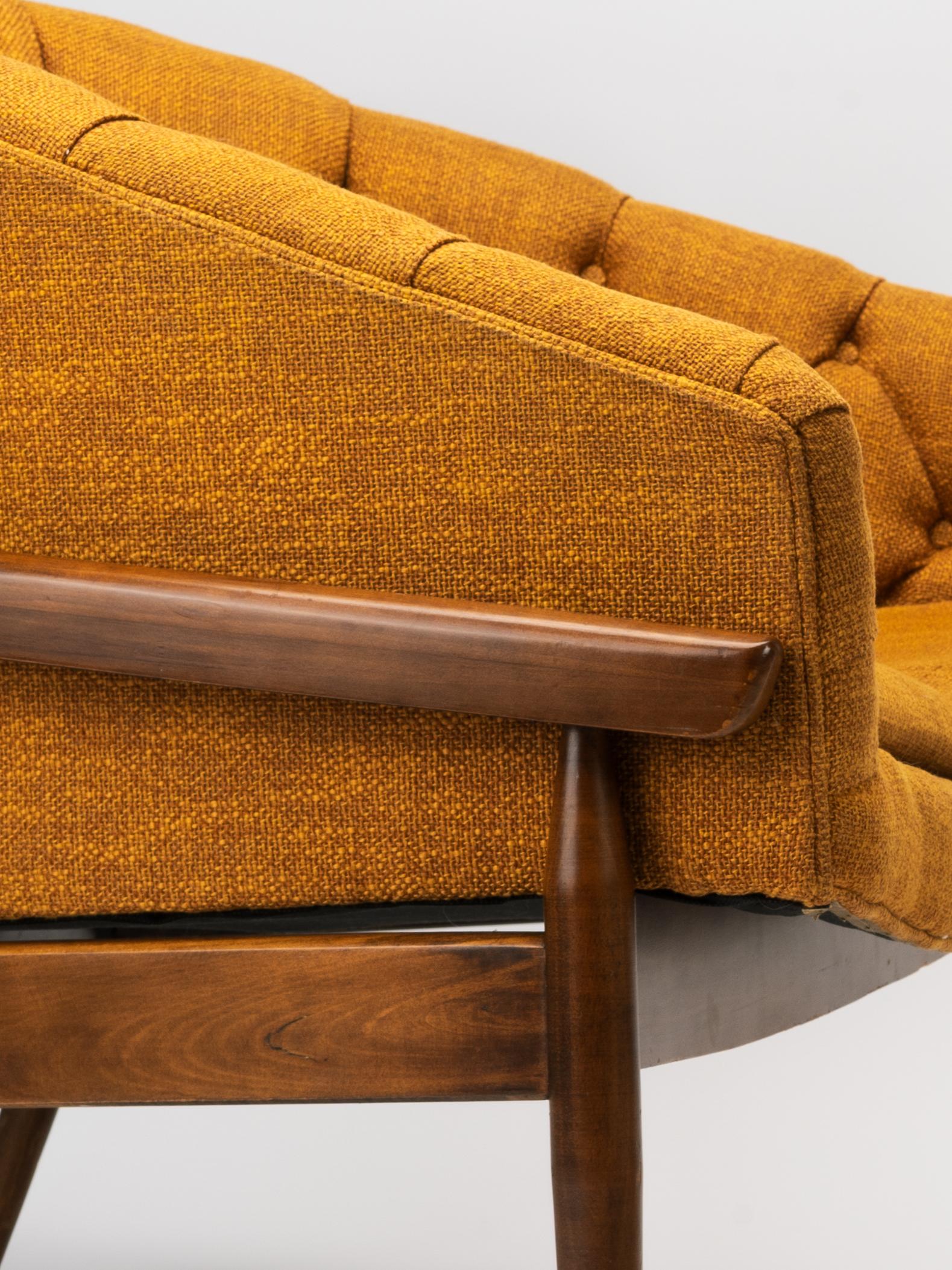 Fairfield Chair Co. Gold Tufted Mid-Century Barrel Back Lounge Chair For Sale 12